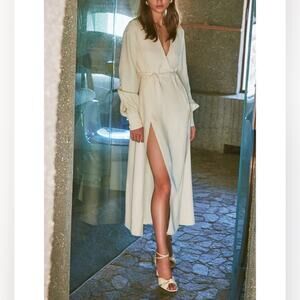 Alexis Ivory Long Sleeve Dress with Slit